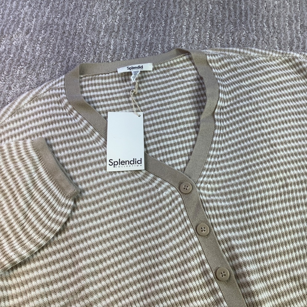 Splendid Collection Cropped Cardigan‎ Sweater Knit Striped Size XS NWT